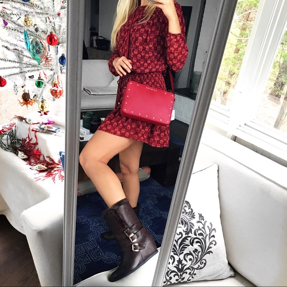 Dark Brown Faux Leather Buckle Boots! - Picture 5 of 8